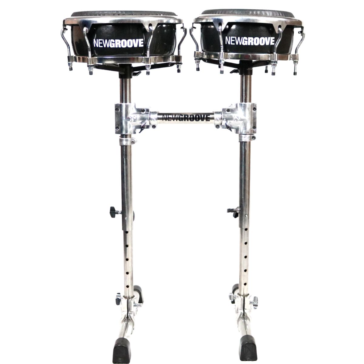 Congas Conga Compactas NewGroove 11.06 e 12.06 Par com Rack Preta