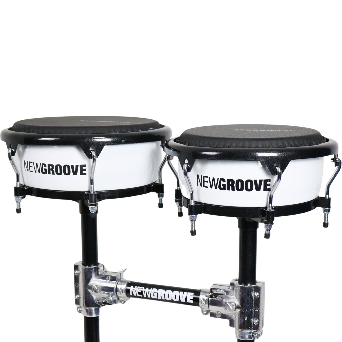Congas Compactas New Groove 11.06 e 12.06 Par Branca com Rack Preto