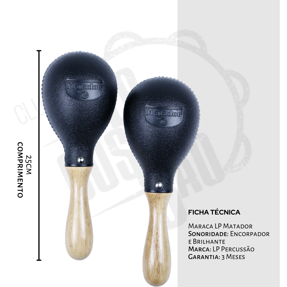 Maracas LP M283 Matador - Paire En Plastique Noir Avec Manche En Bois - Son éclatant