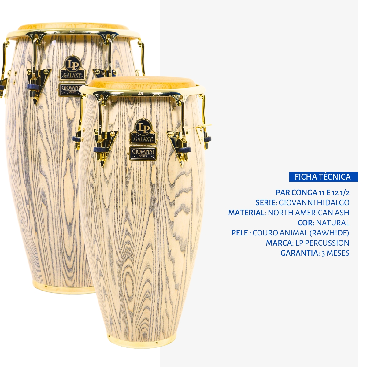 Par Congas LP Galaxy Giovanni 11 e 12.5 Natural - Clube da