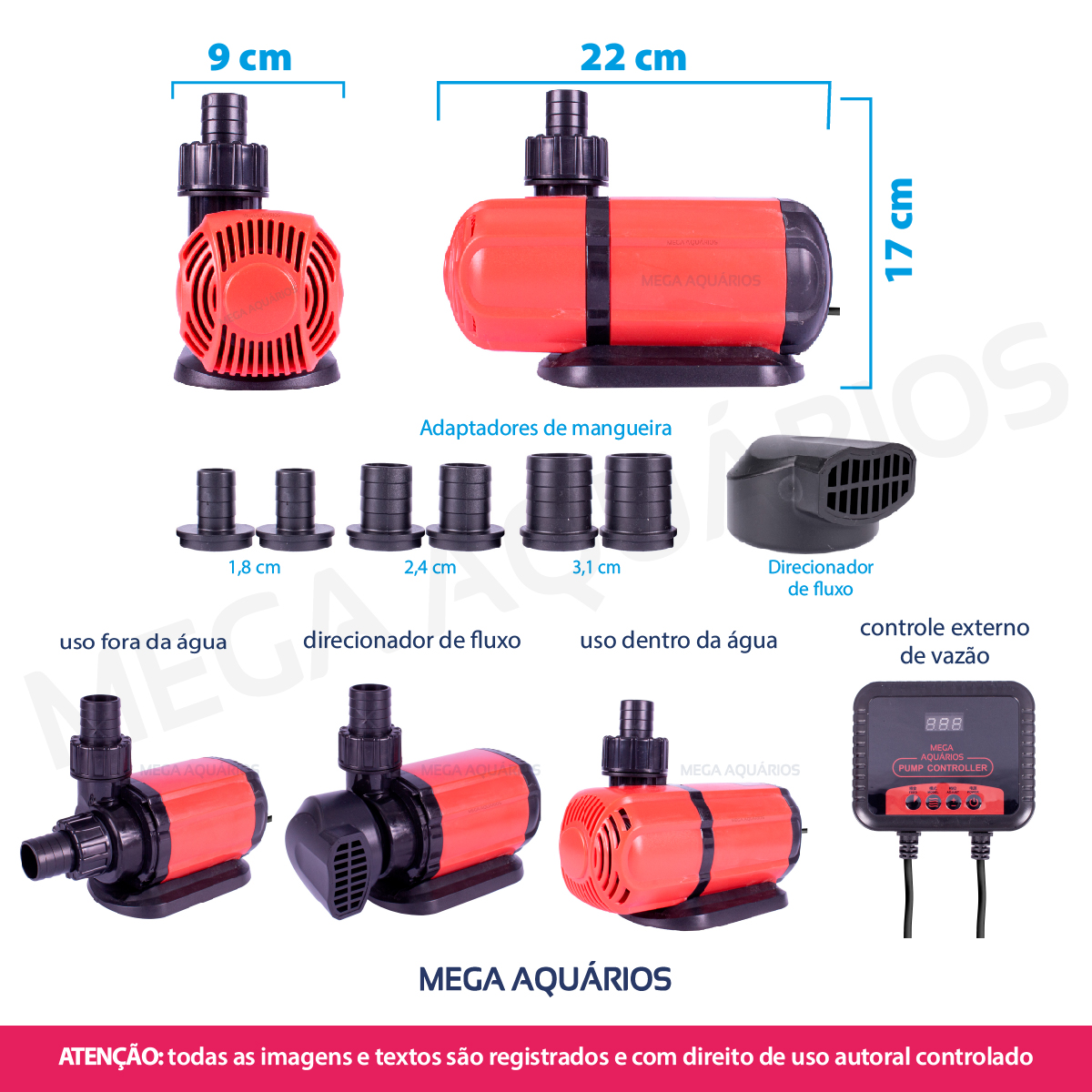 Bomba anfíbia externa/interna 10.000L/h com controle externo de vazão ...