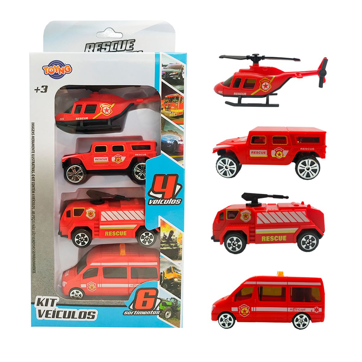 KIt Caminhão bombeiro e ambulância de brinquedo infantil carrinho