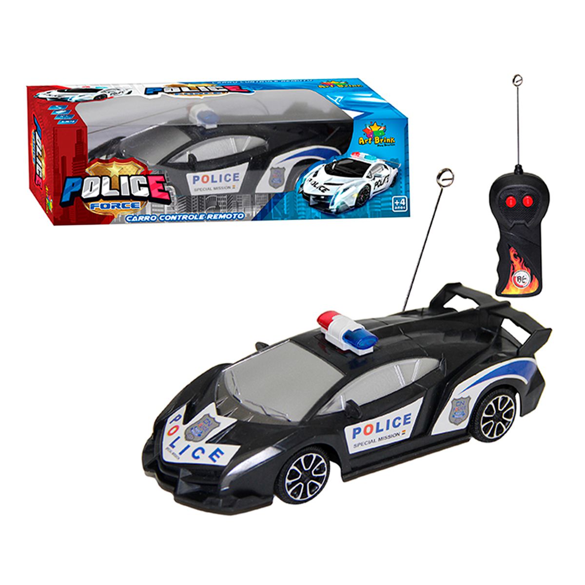 Brinquedo Carrinho de Policia c/ Controle Remoto Preto - Shop Macrozao