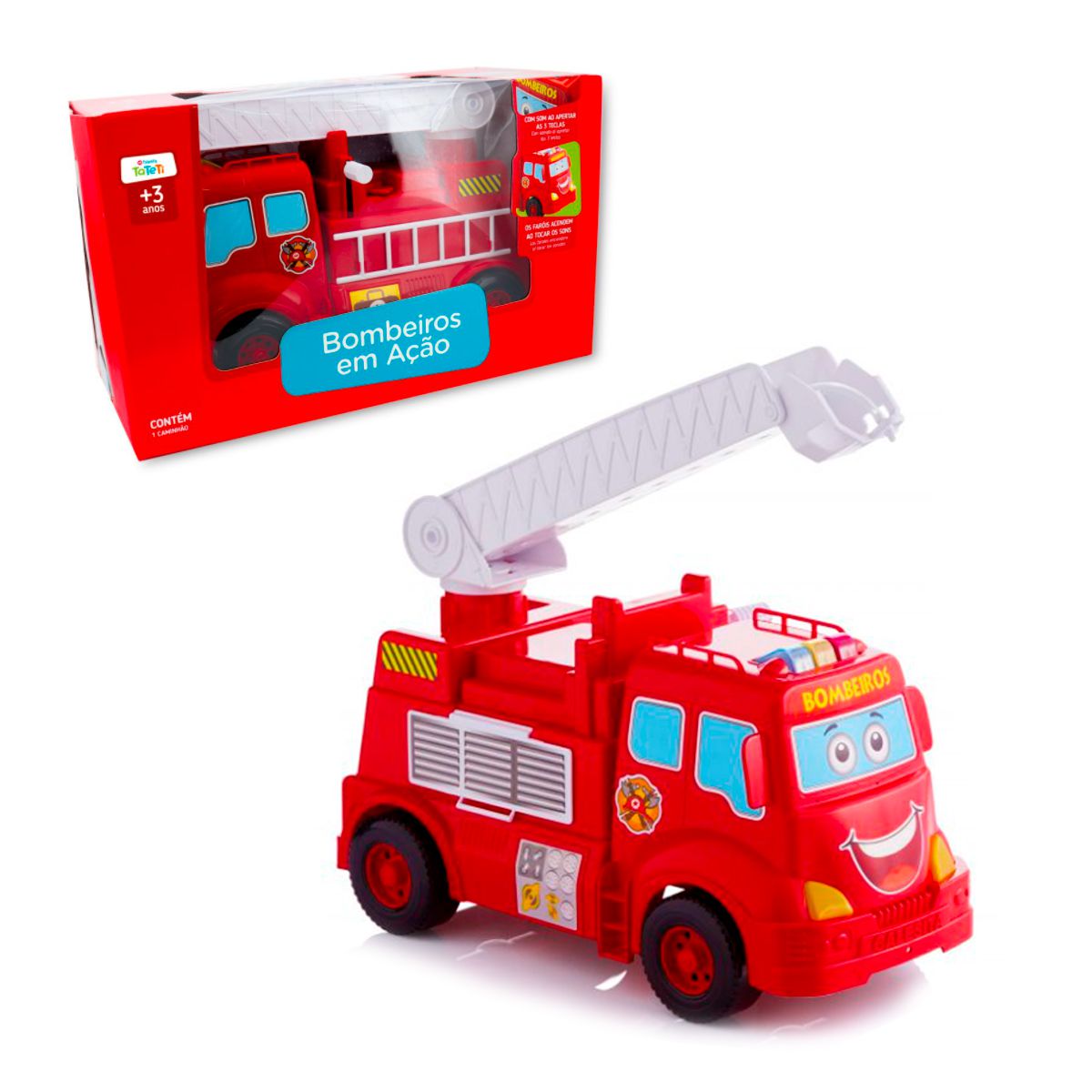 Carro Caminhão De Bombeiro Brinquedo Infantil Com Luz E Som