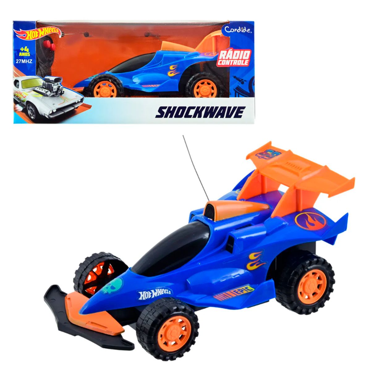 Carrinho Hot Wheels Laranja Shock Wave c/ Controle Remoto - Shop Macrozao