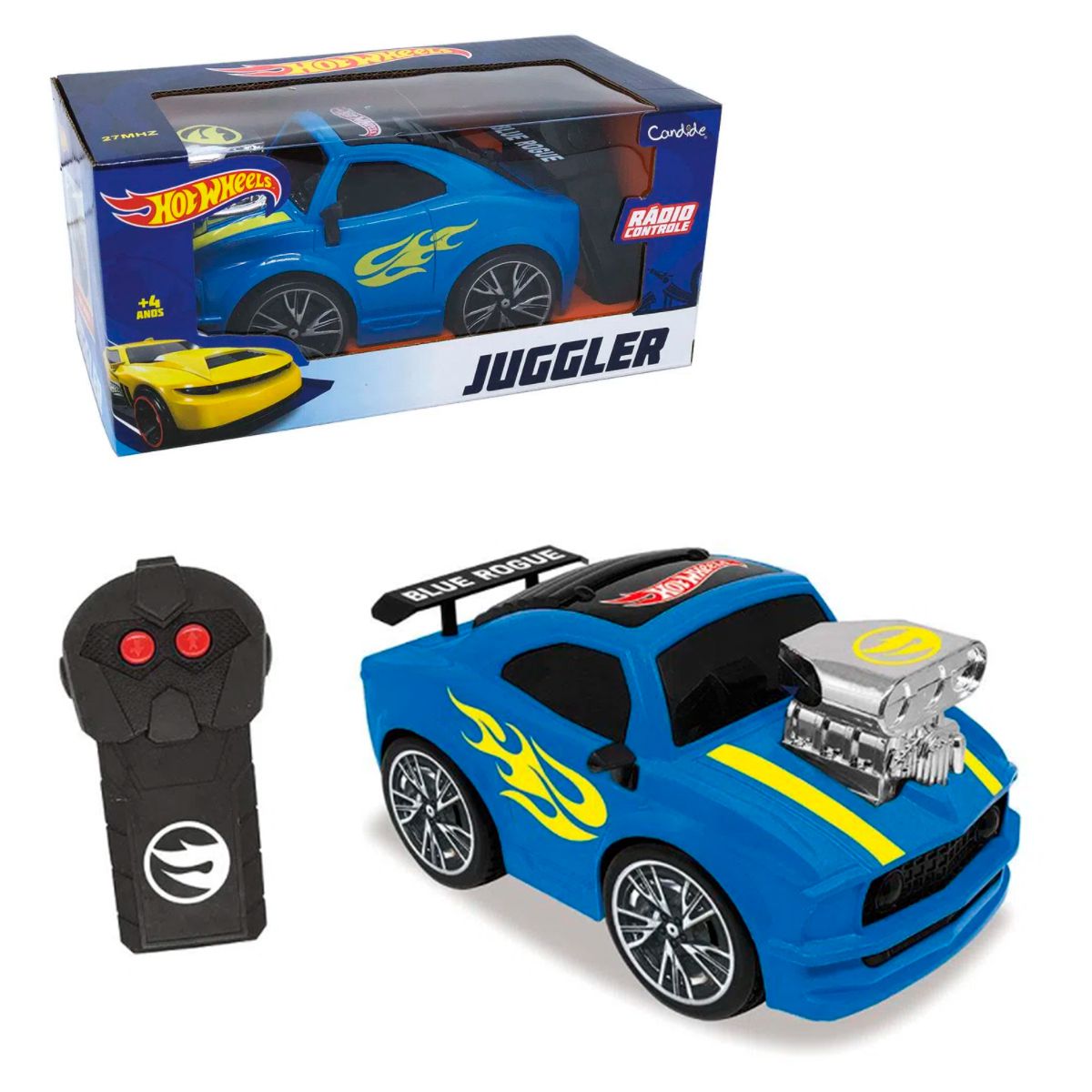 Carro Controle Remoto 3 Funções Hot Wheels Azul - Candide