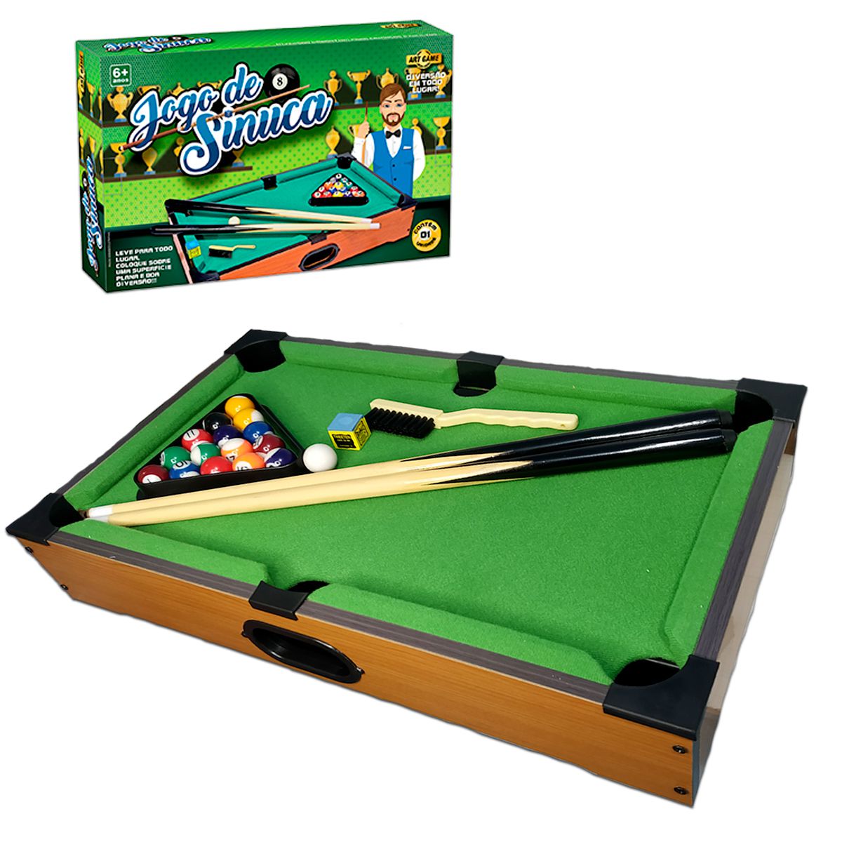 Kit Mini Mesa De Sinuca Jogo Bilhar Portátil Jogo Brinquedo Infantil  Completo