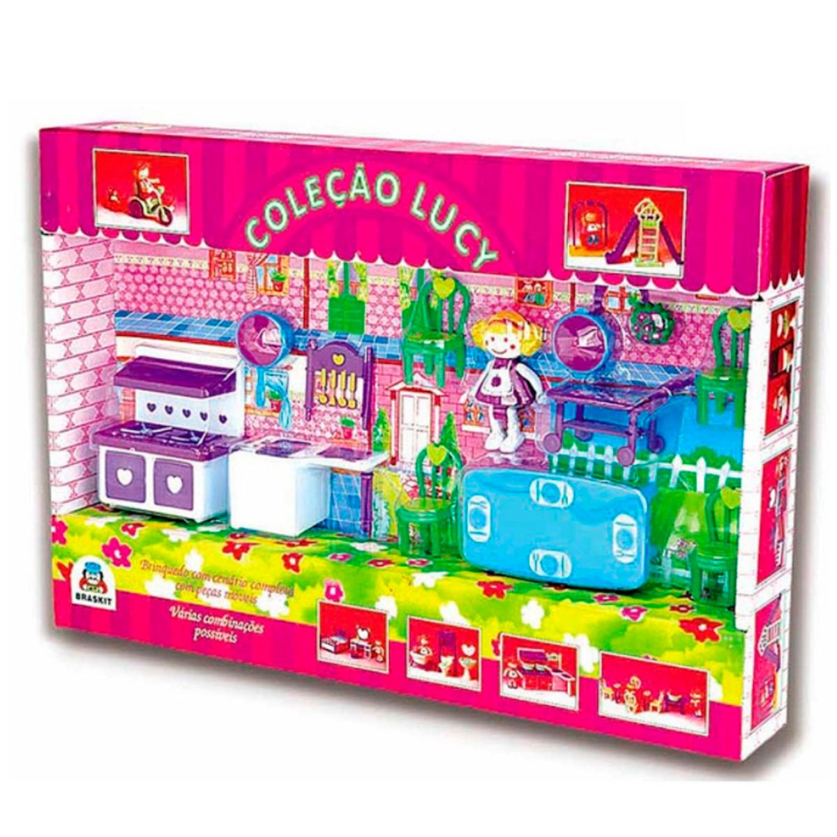 Jogo de Cozinha Lucy Inox – com 3 tampas – Braskit Brinquedos