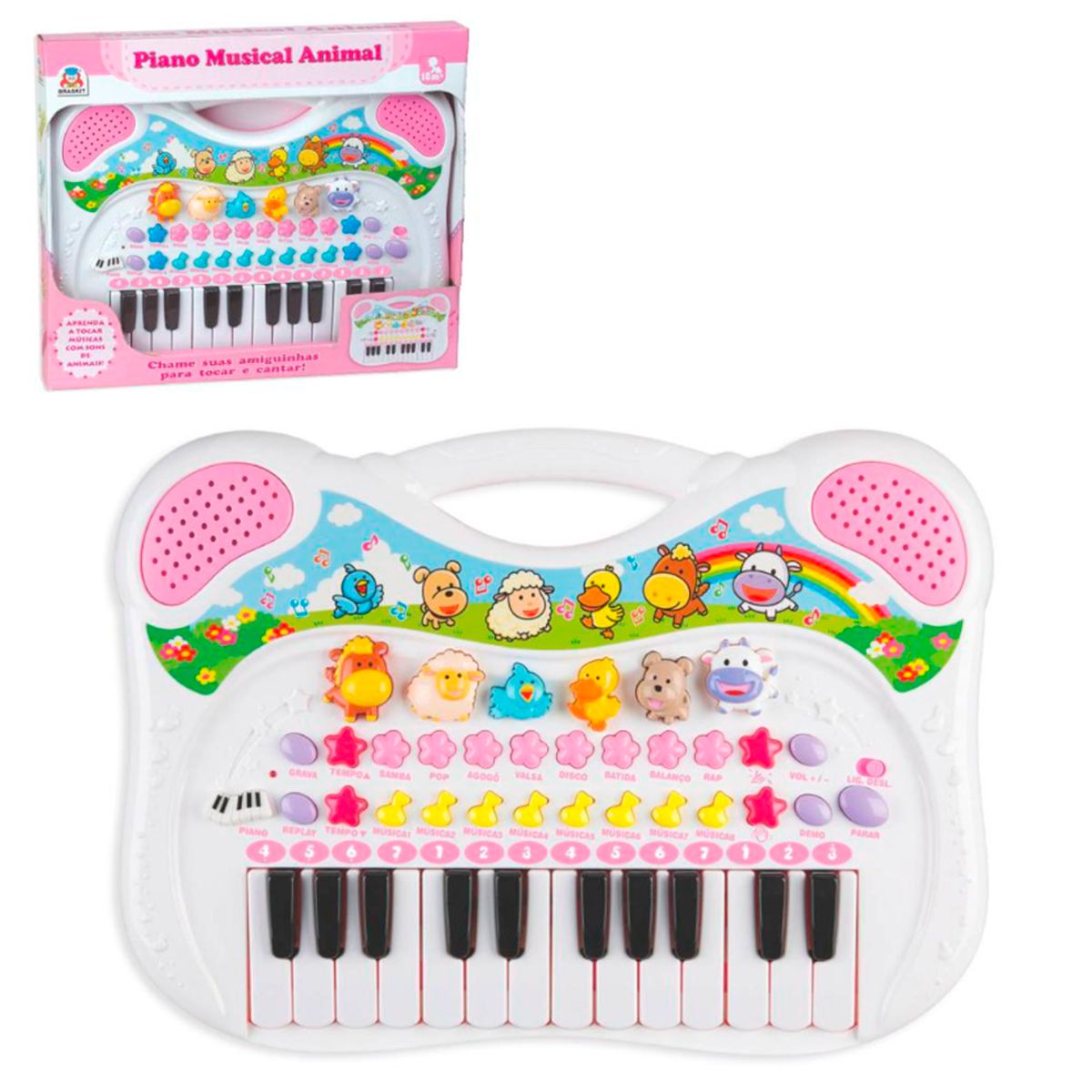 Piano Bebê Teclado Infantil Musical Amiguinhas Brinquedo em