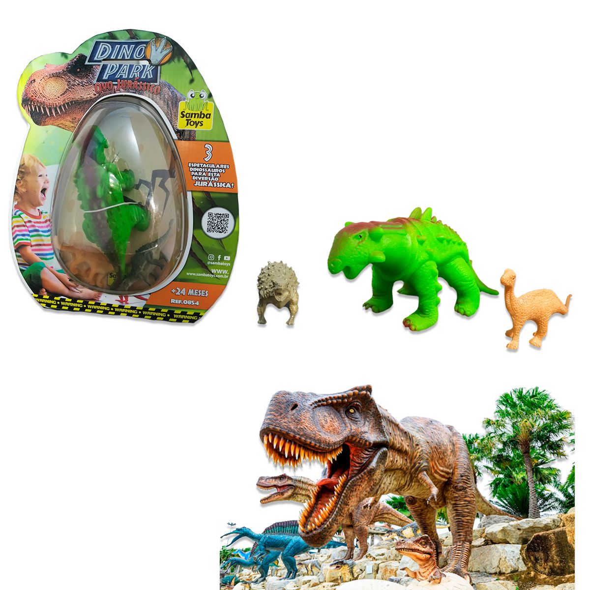 Brinquedo Kit com 02 Jogos Quebra Cabeça Dinossauro Infantil com 30 Peças