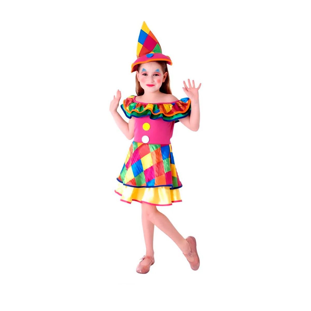 Arlequina Fantasia Roupa Infantil Festas Carnaval Completa