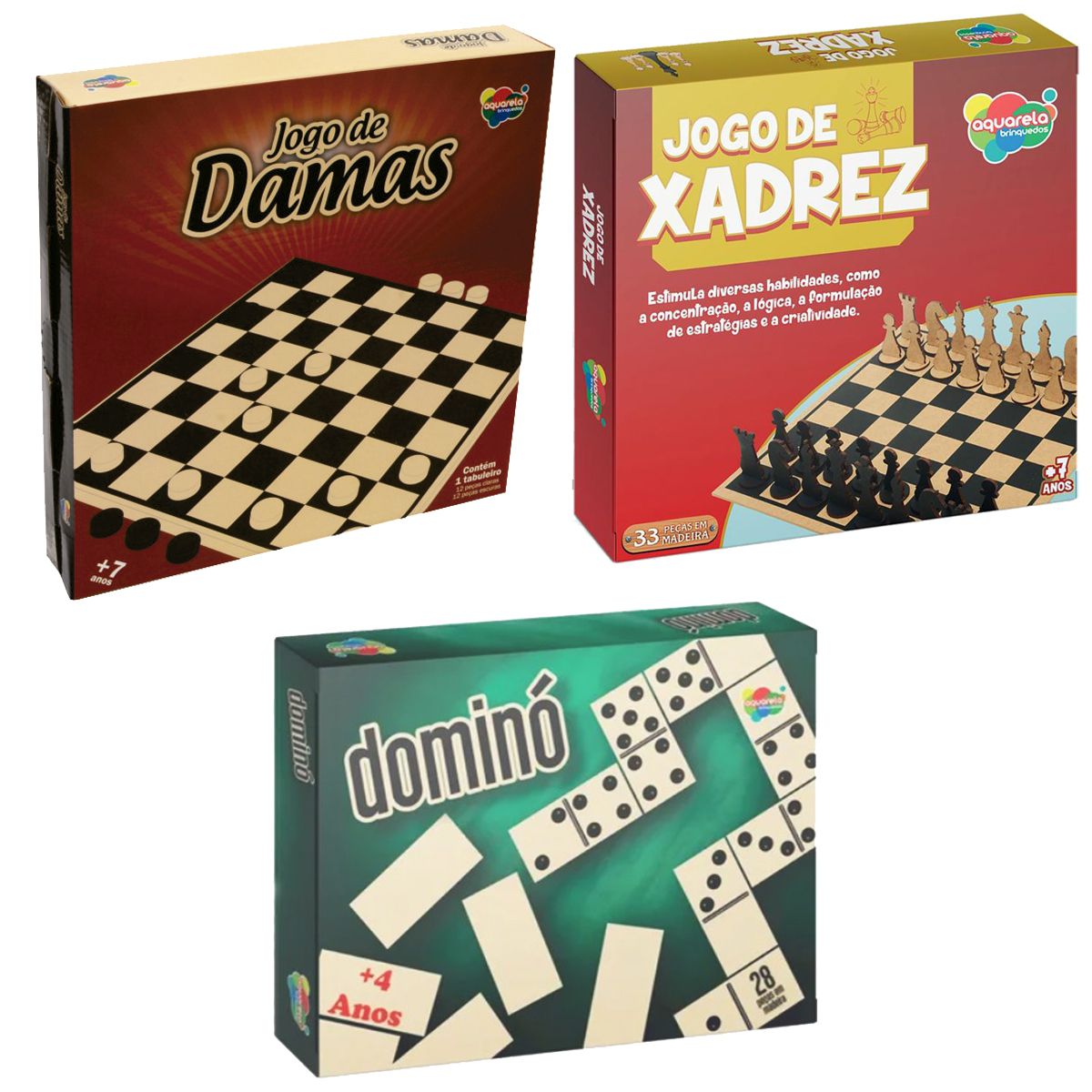 Kit Jogo De Tabuleiro Dama Trilha Ludo E Xadrez Caixa 4 Em 1