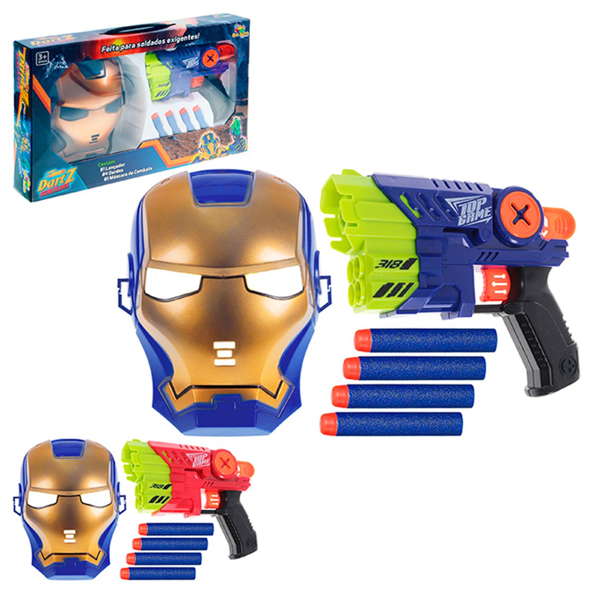 Kit Com Duas Armas Brinquedo Crianças Lança Dardos Infantil