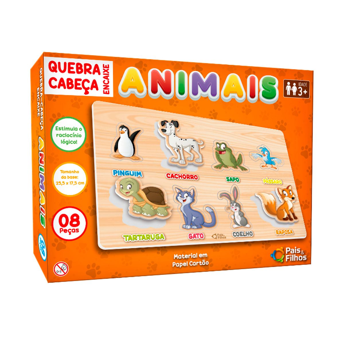 JOGO TABULEIRO EDUCATIVO ENCAIXE PERSONALIZADO ANIMAIS + FORMAS