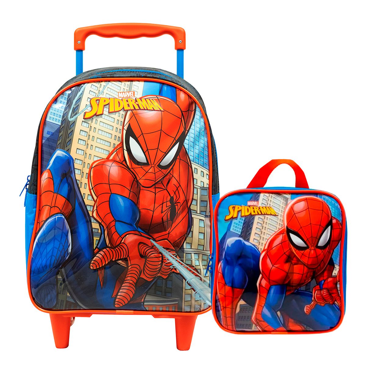 Mochila Rodinhas e Lancheira Homem Aranha Spider Man Teia - Shop Macrozao