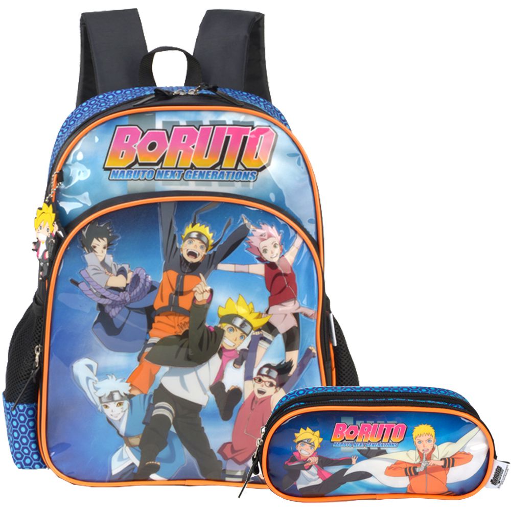 Mochila Escolar Passeio Juvenil Boruto Kit Completo Anime Naruto