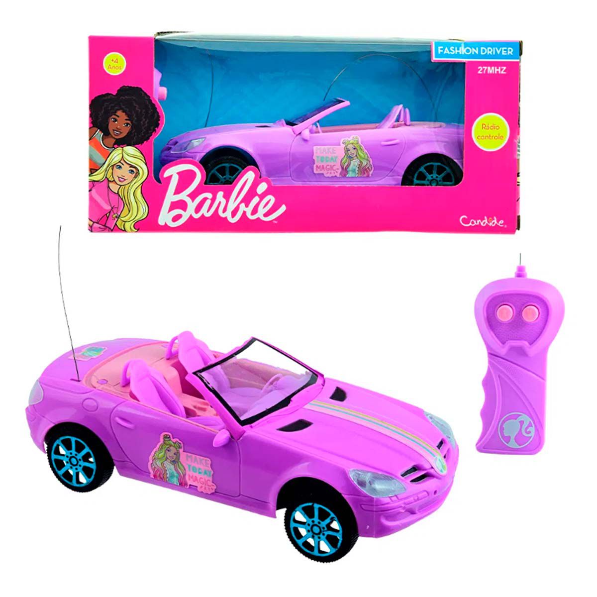 Carrinho Carro Rosa Conversível 2 Lugares De Barbie + Boneca na