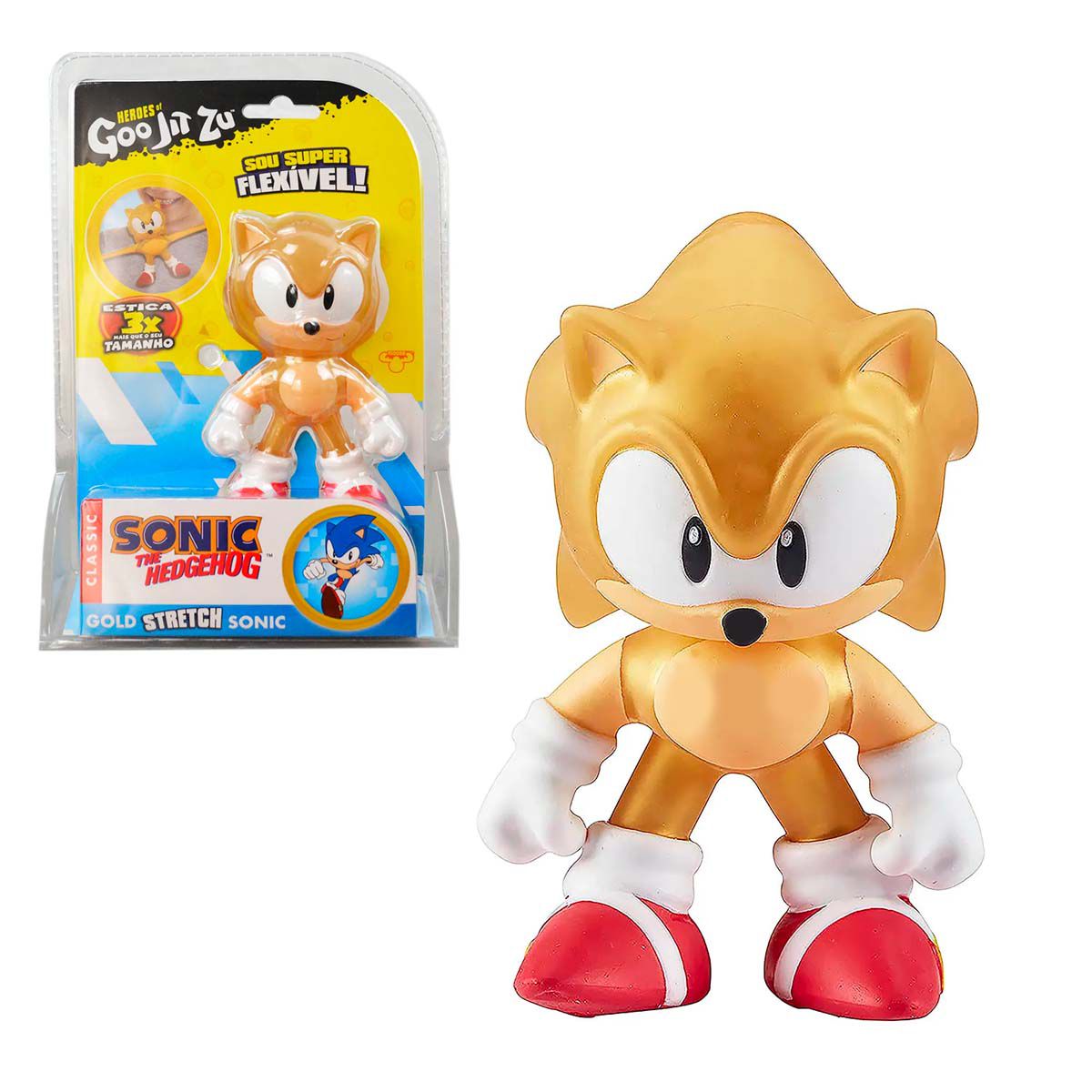 Sonic Elástico Brinquedo Estica Classico 13cm - Dourado - Shop Macrozao