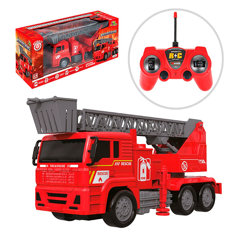 Caminhão de Brinquedo Bombeiros Controle Remoto com 6 Funções +