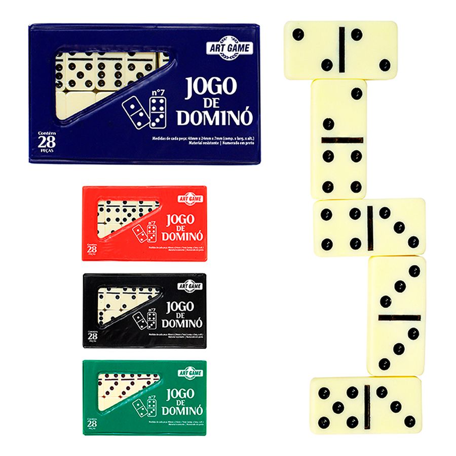 Jogo domino 28pcs colorido 7,5mm