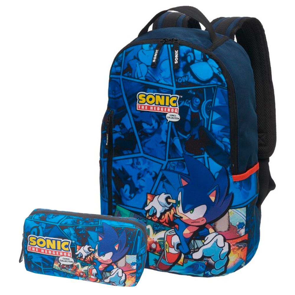 Mochila Escolar Infantil Meninos Super Sonic o Ouriço Azul e Seus