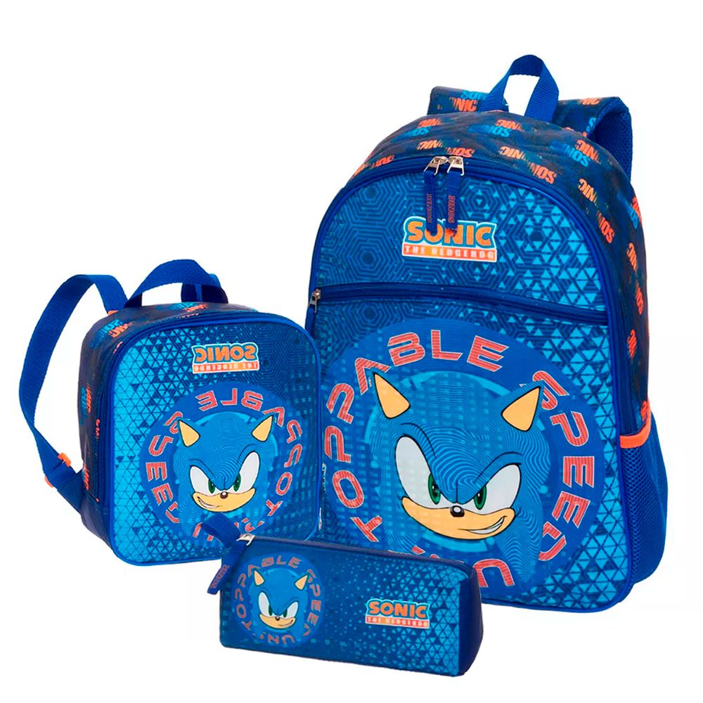 Mochila Escolar Infantil Meninos Super Sonic o Ouriço Azul e Seus