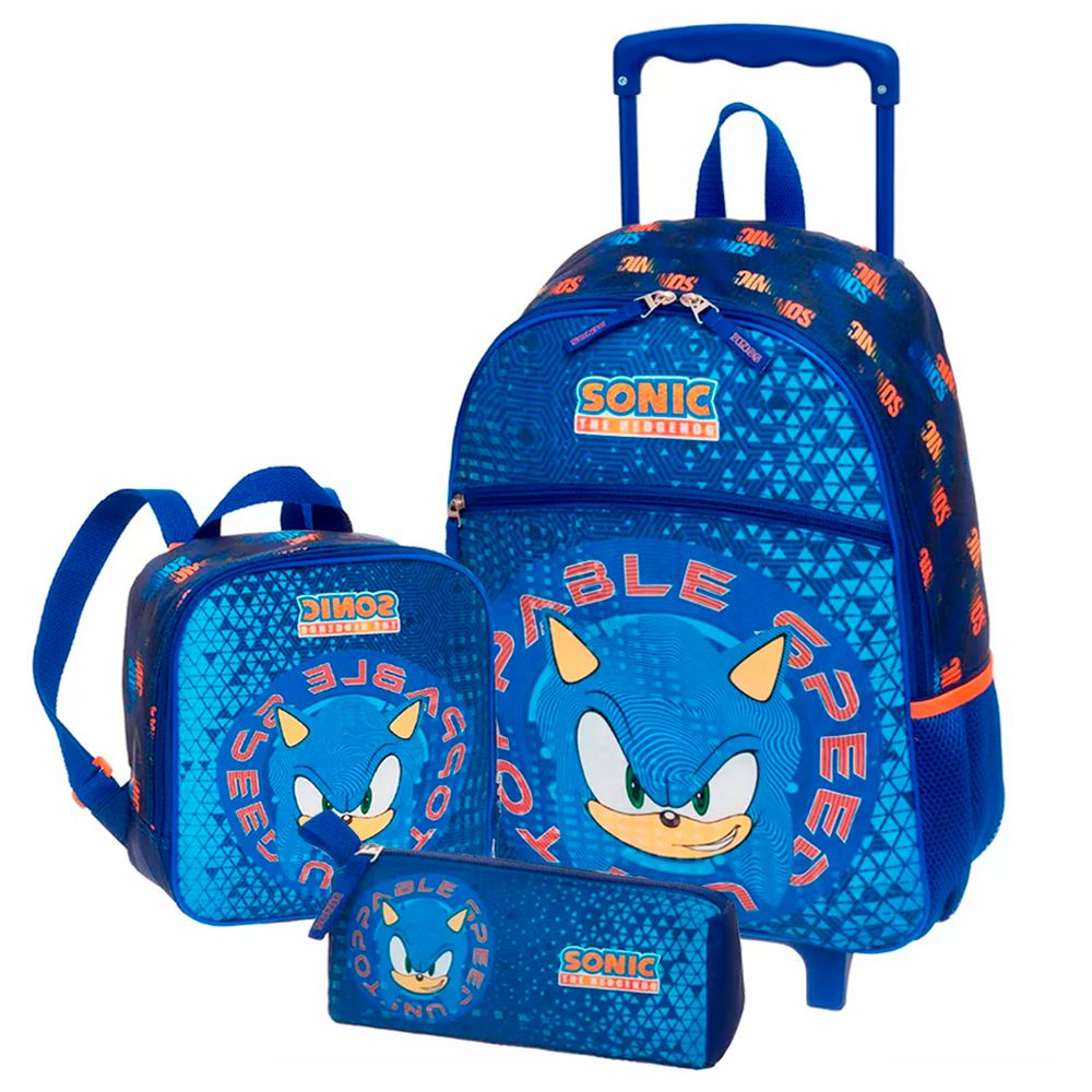 Mochila Escolar Infantil Meninos Super Sonic o Ouriço Azul e Seus