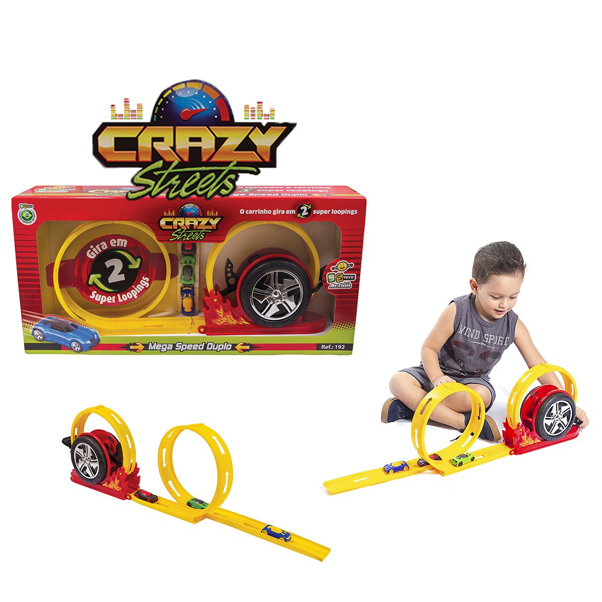 Pista Crazy Streets Com 3 Carrinhos Brinquedo Infantil 192 - Shop