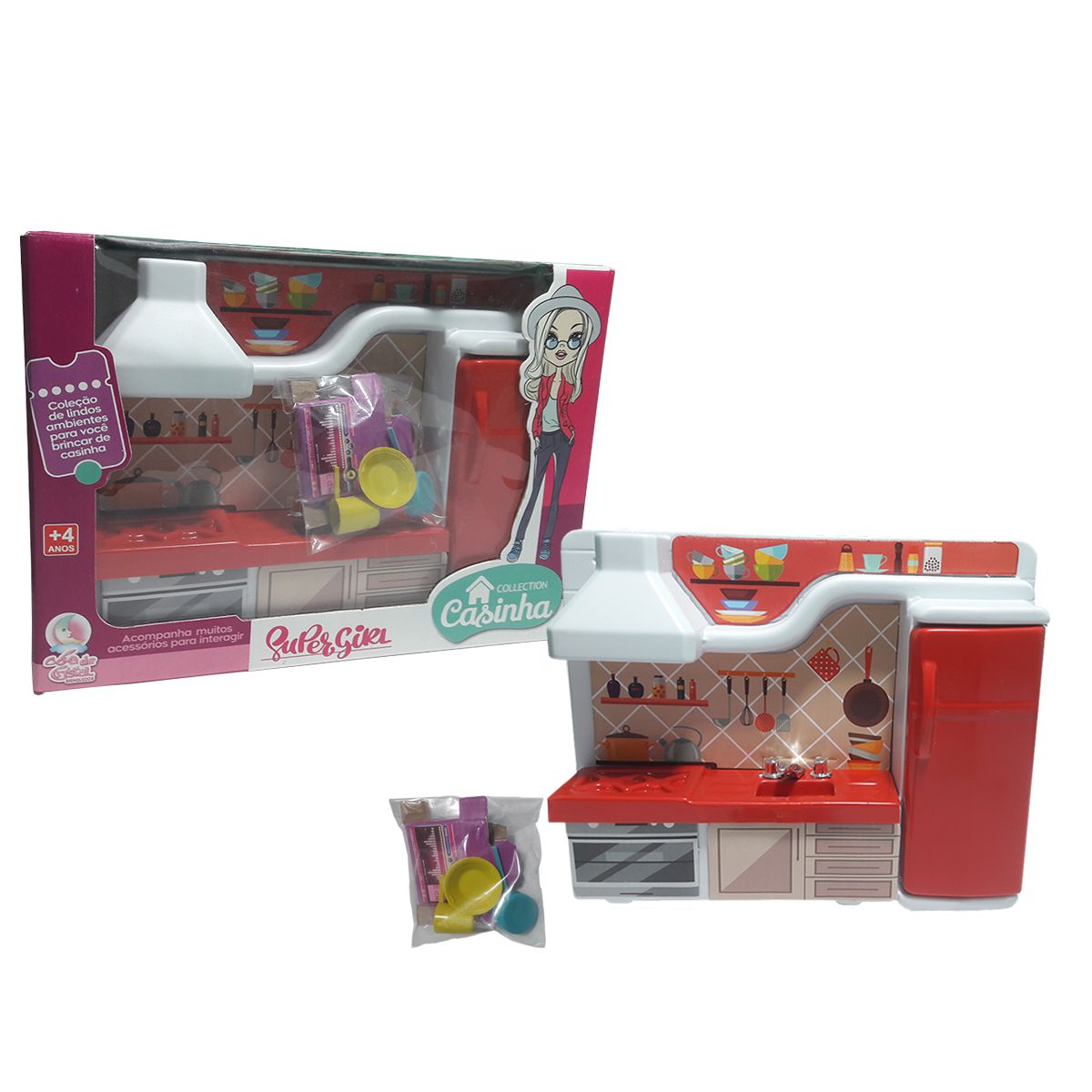 Cozinha Infantil Barbie C/ Panelinhas + Roupa Completa Jogo