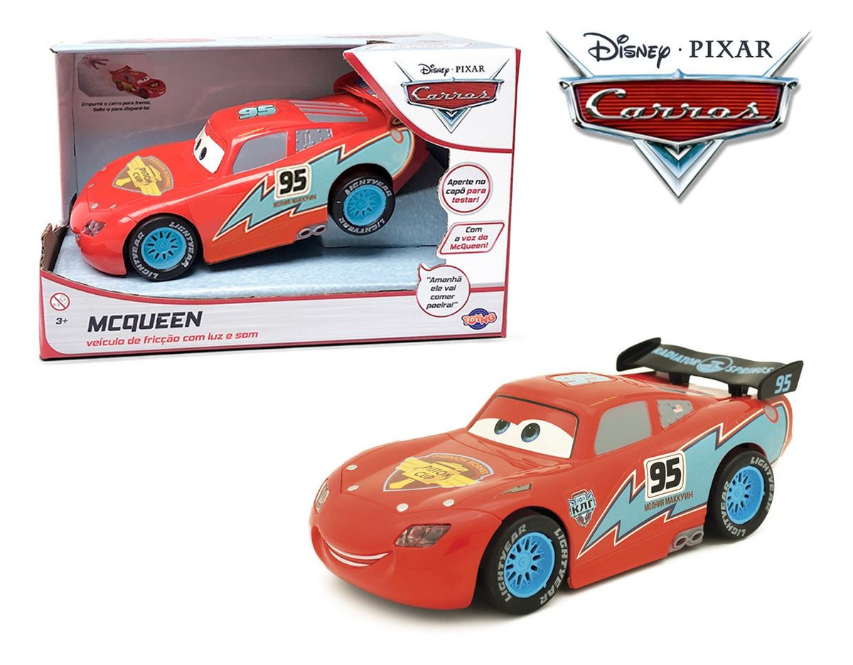 Carrinho Cars Corrida Fricção infantil Relâmpago Mcqueen Mate