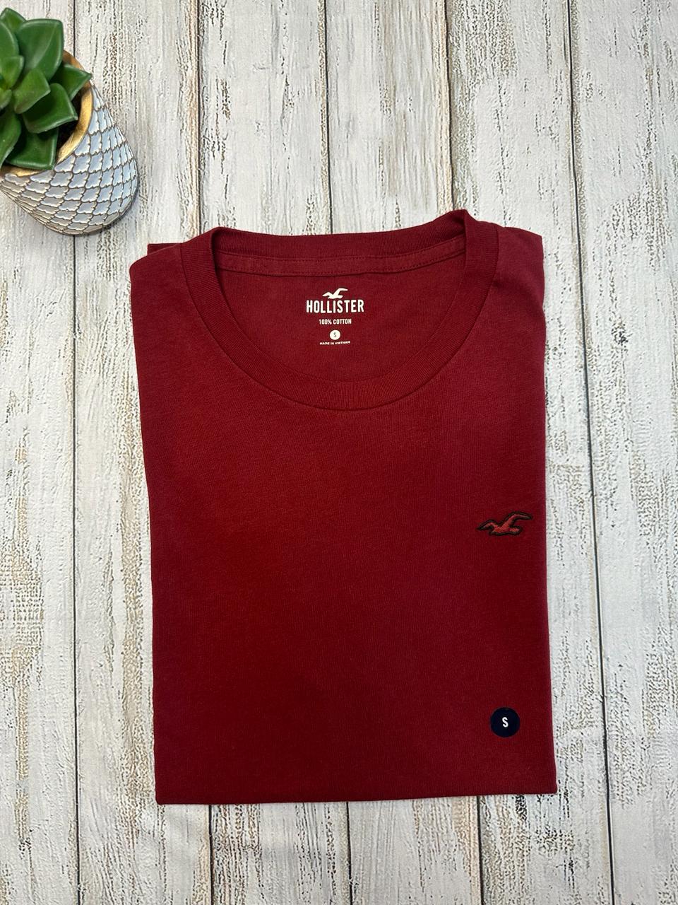 Camiseta Masculina Basica Vinho Hollister MAGAM