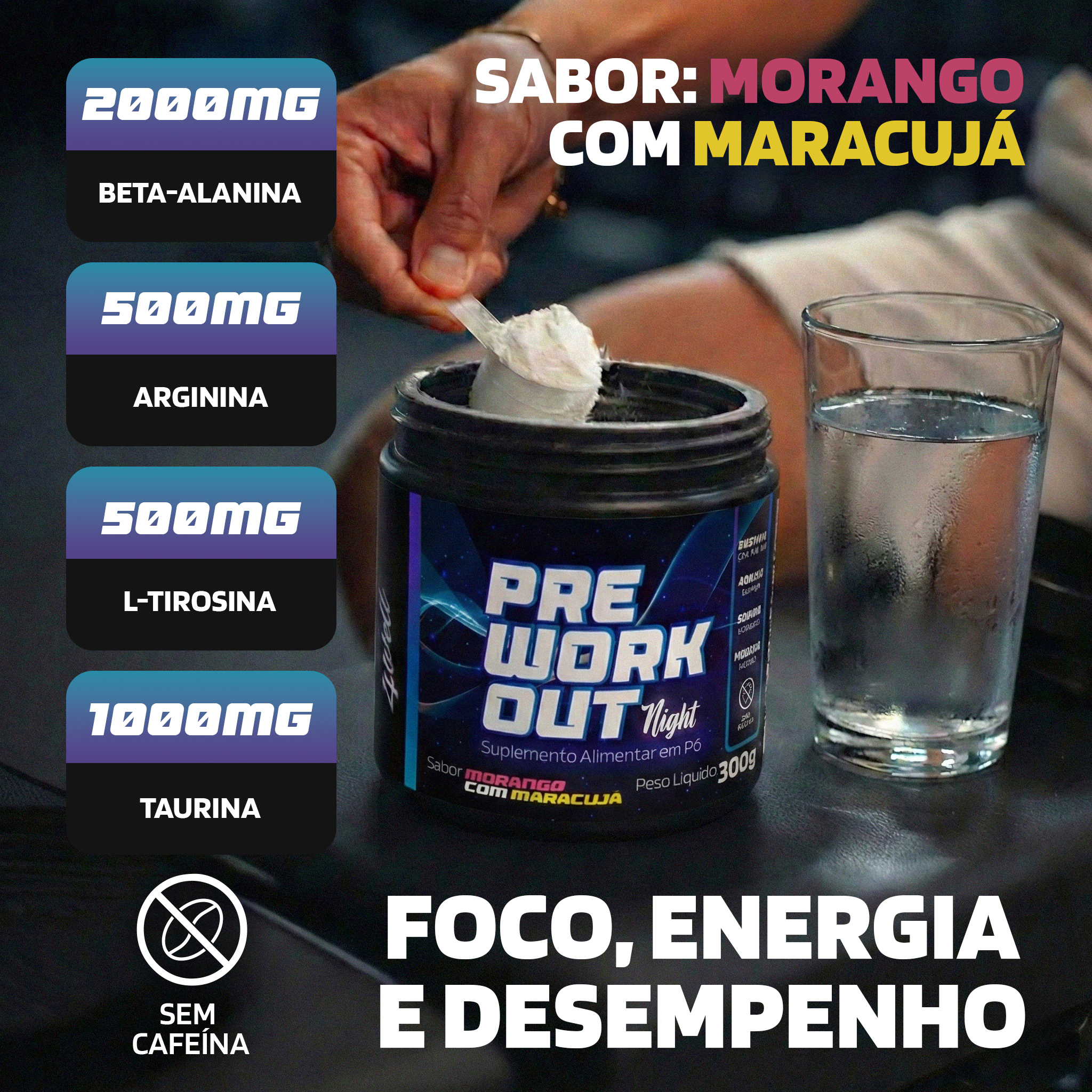 Pré Treino 4well 300g SEM Cafeína - Máximo Pump e Performance Noite ...