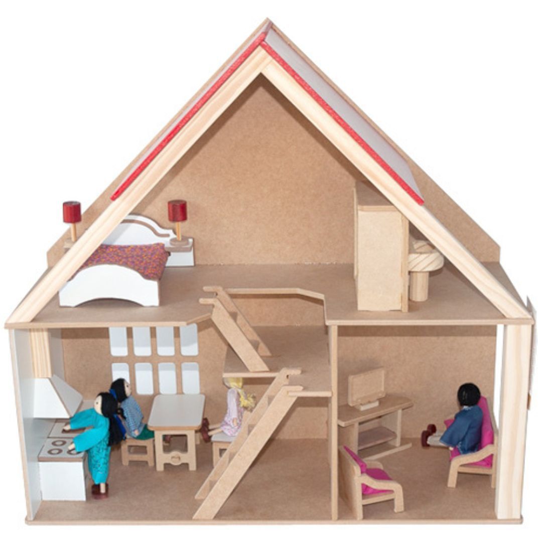 Casa Casinha Grande 80 Cm P/ Boneca Com Móveis