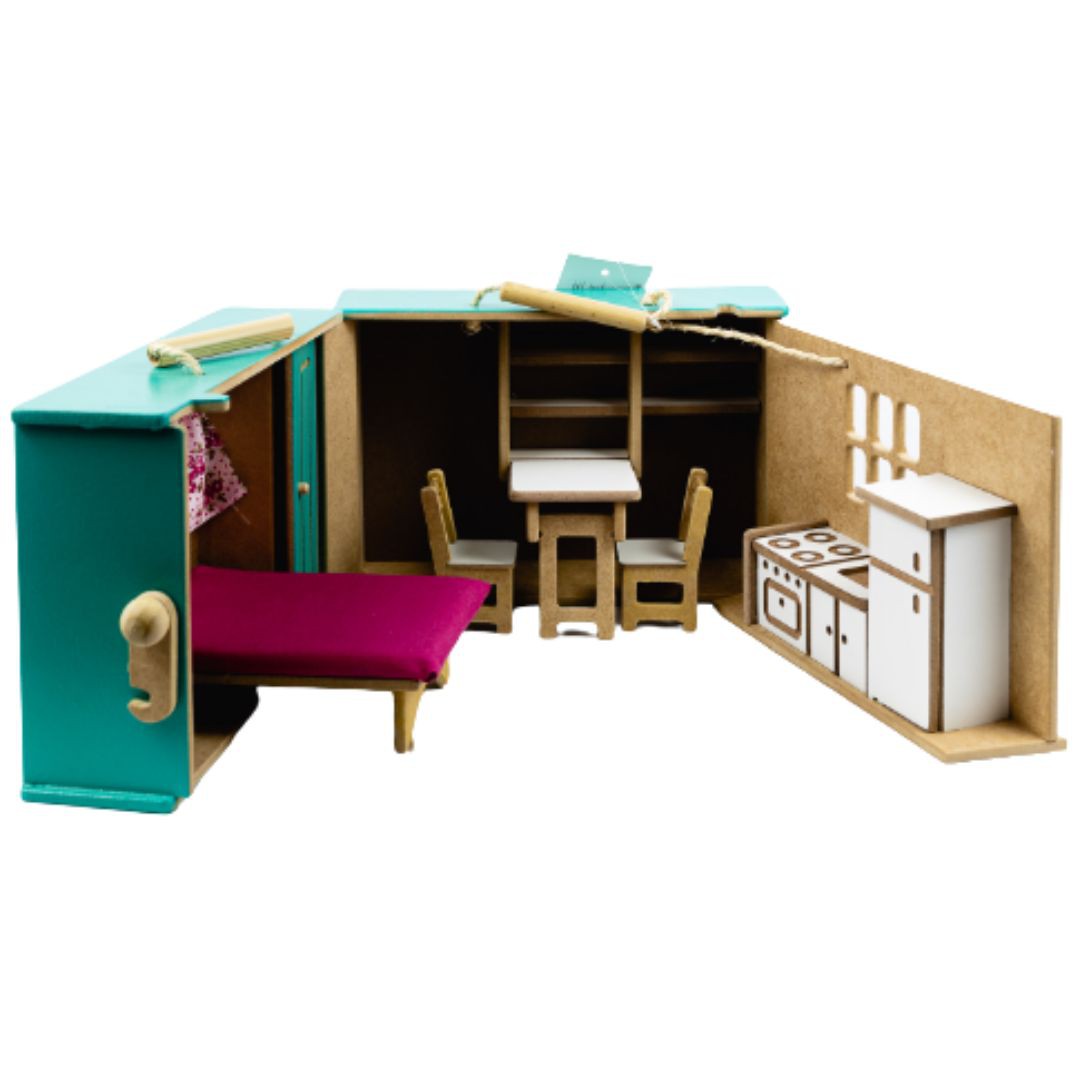 Casinha de Bonecas Infantil em Madeira MDF Casa de Brinquedo 2