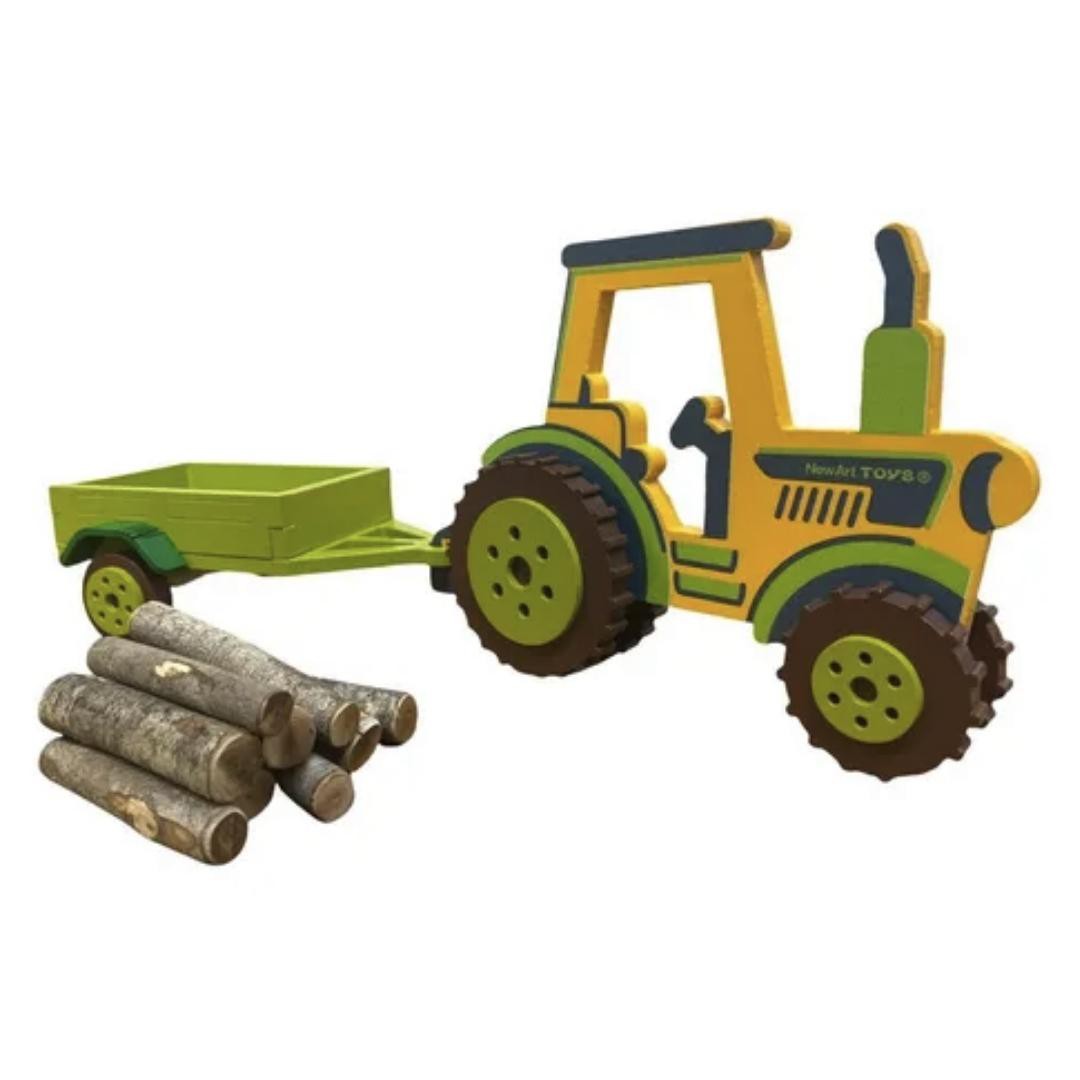 Brinquedos caminhão carretinha com trator em madeira mdf infantil