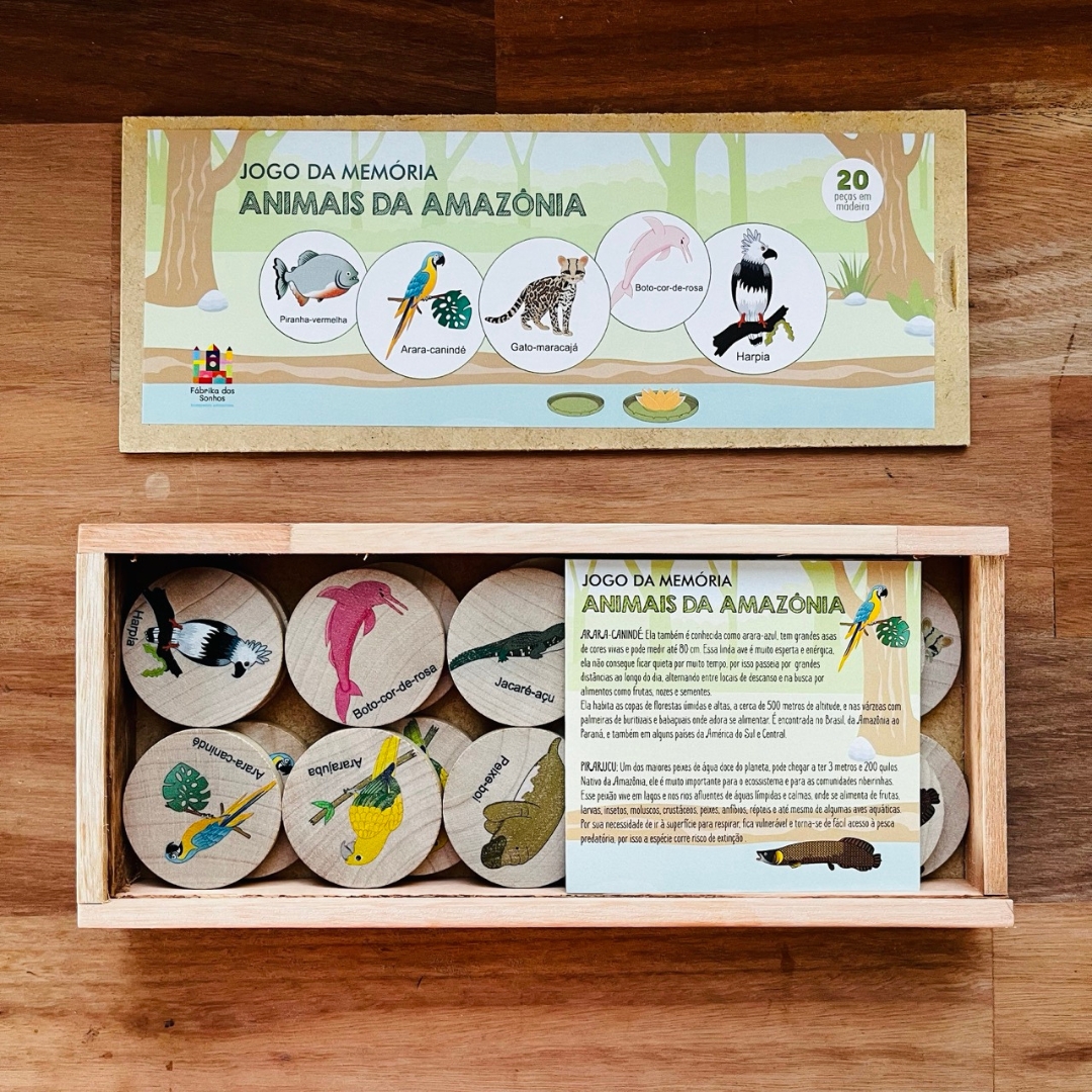 Jogo da memória de Madeira - Animais da Amazônia - Ioiô de Pano ...