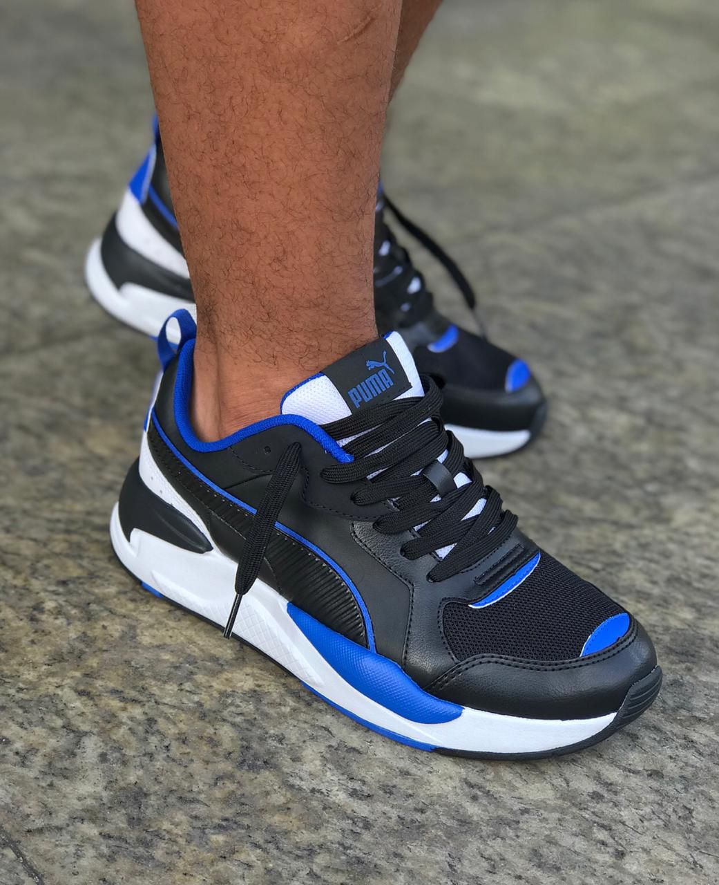 Tenis Puma X Ray Game Preto com Azul - Lace Sneakers