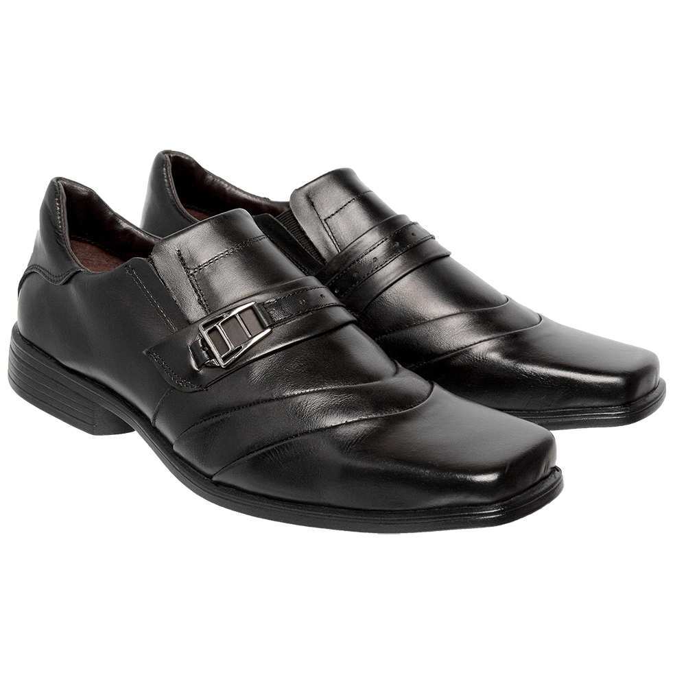 Sapato Social Masculino FRASOICUS - Couro Legítimo - Tira Monge - Preto 38