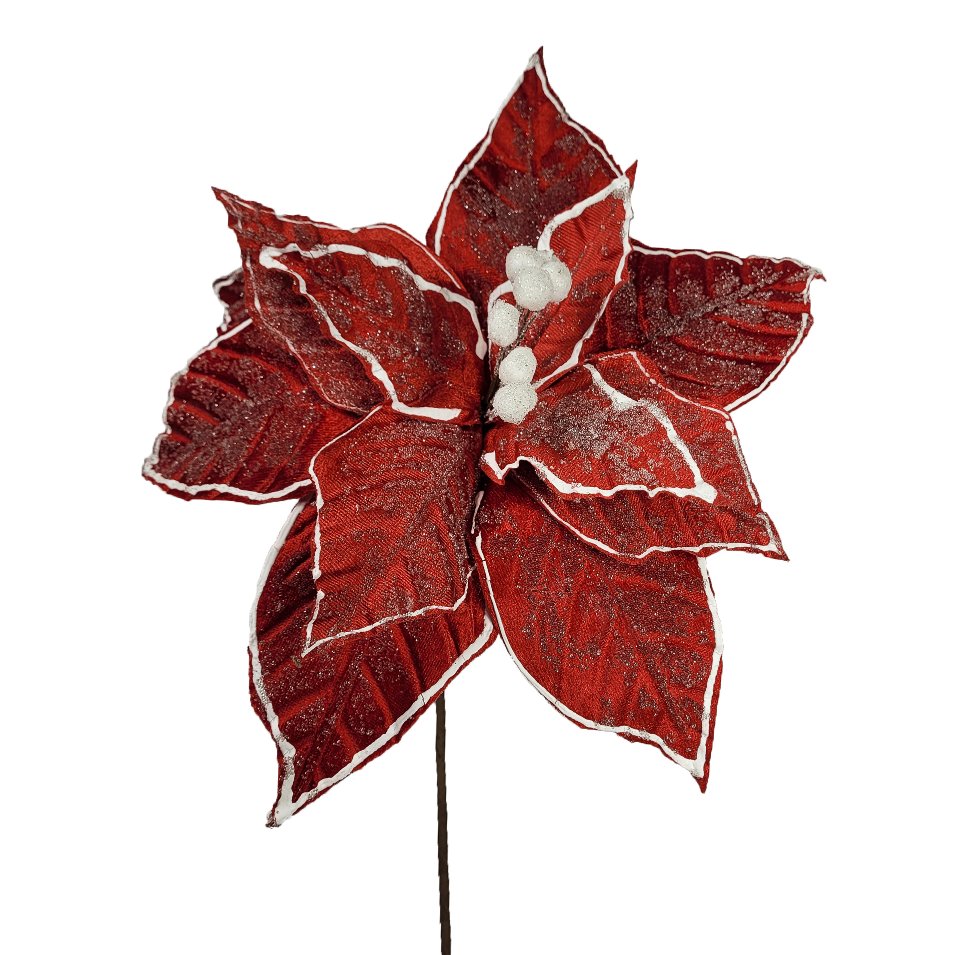 Flor Natalina Vermelha/Marrom - 30cm - Christa DeCoração