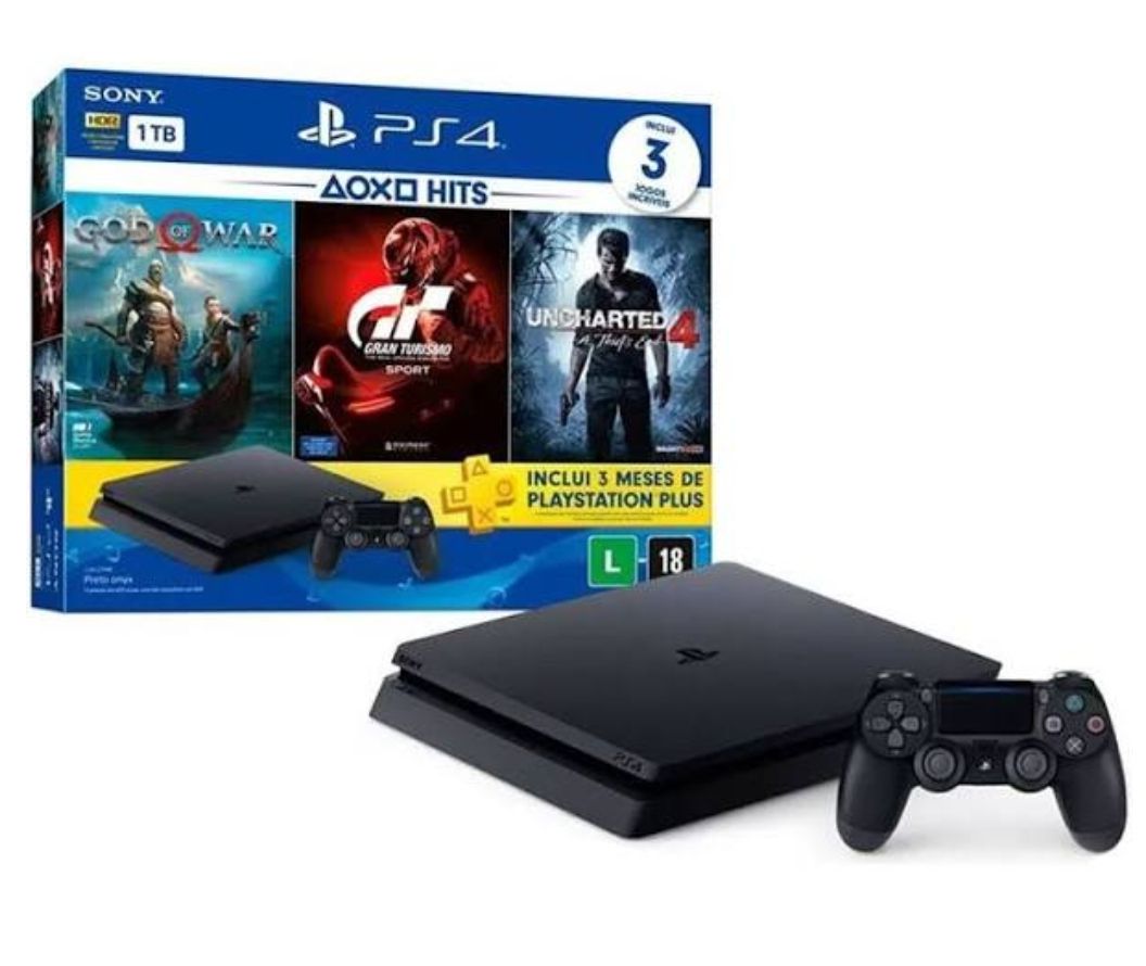 Console PS4 PRO - 1TB +2 controles + 1 jogo com 2 Anos de Garantia - Sony -  JF GAMES