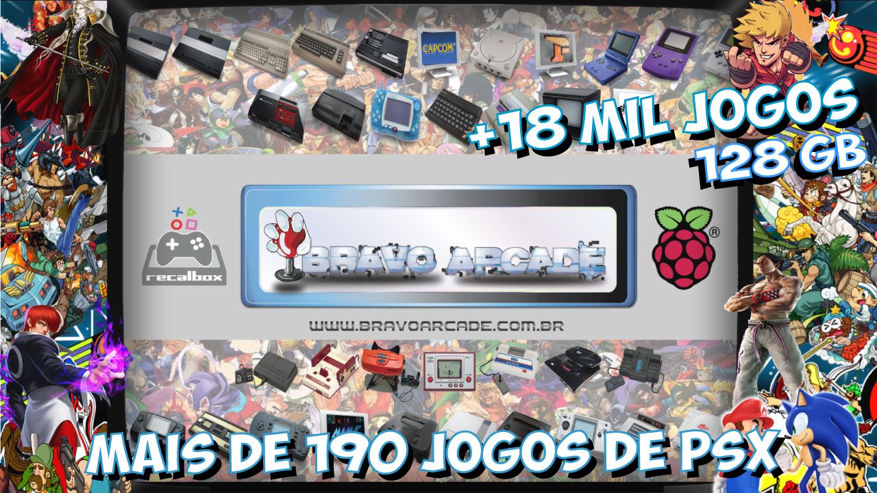 Cartão Micro Sd 128gb Recalbox Raspberry Pi 3 18 Mil Jogos - Bravo Arcade -  Fliperama e Acessórios
