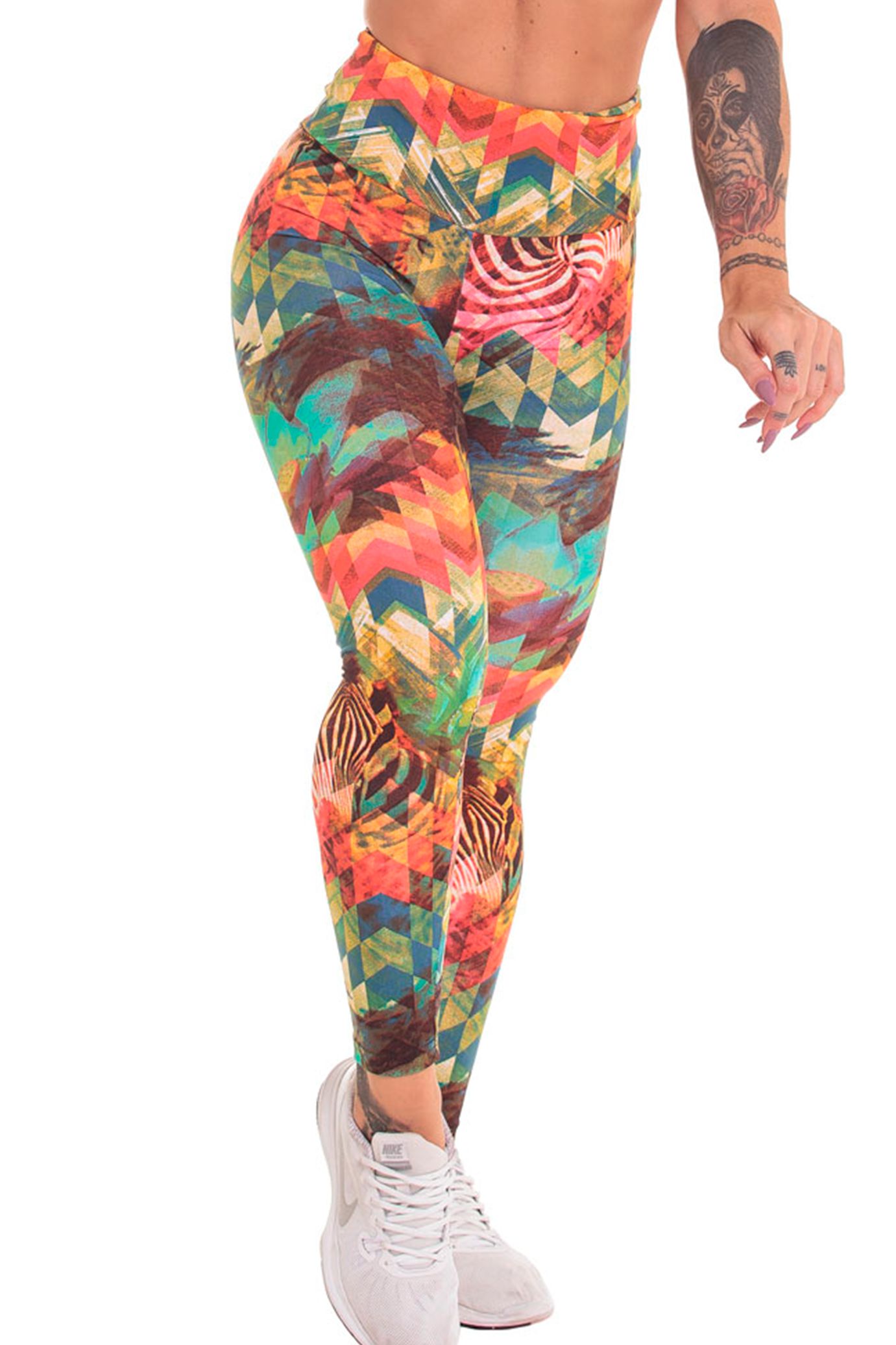 Calça Legging Feminina Moda Fitness Treinos Yoga Estilo Esportivo com  Estampa Floral Colorida