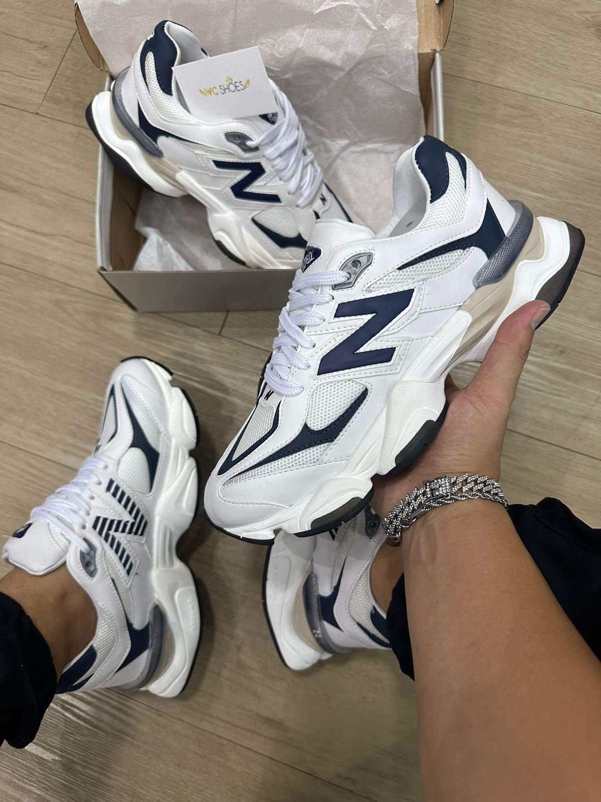 Tenis New Balance 9060 Branco Azul Marinho WC SHOES