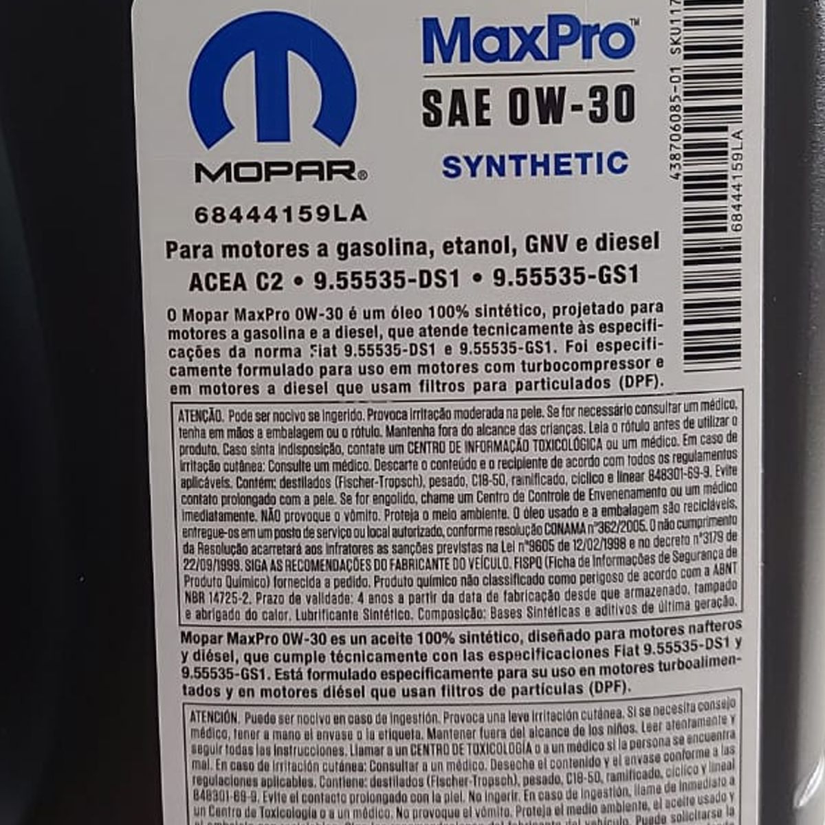 Óleo Lubrificante Para Motor Turbo Mopar Maxpro 0w30 Synthetic - Sua ...