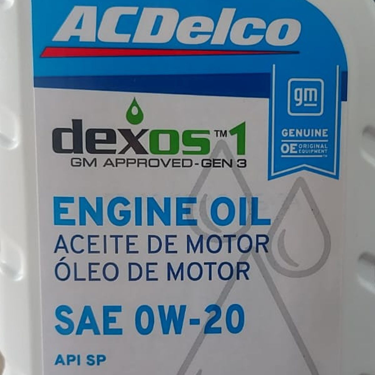 Óleo De Motor Genuíno Gm Chevrole ACDelco Dexos1 0W20 Api SP - 1 Litro ...