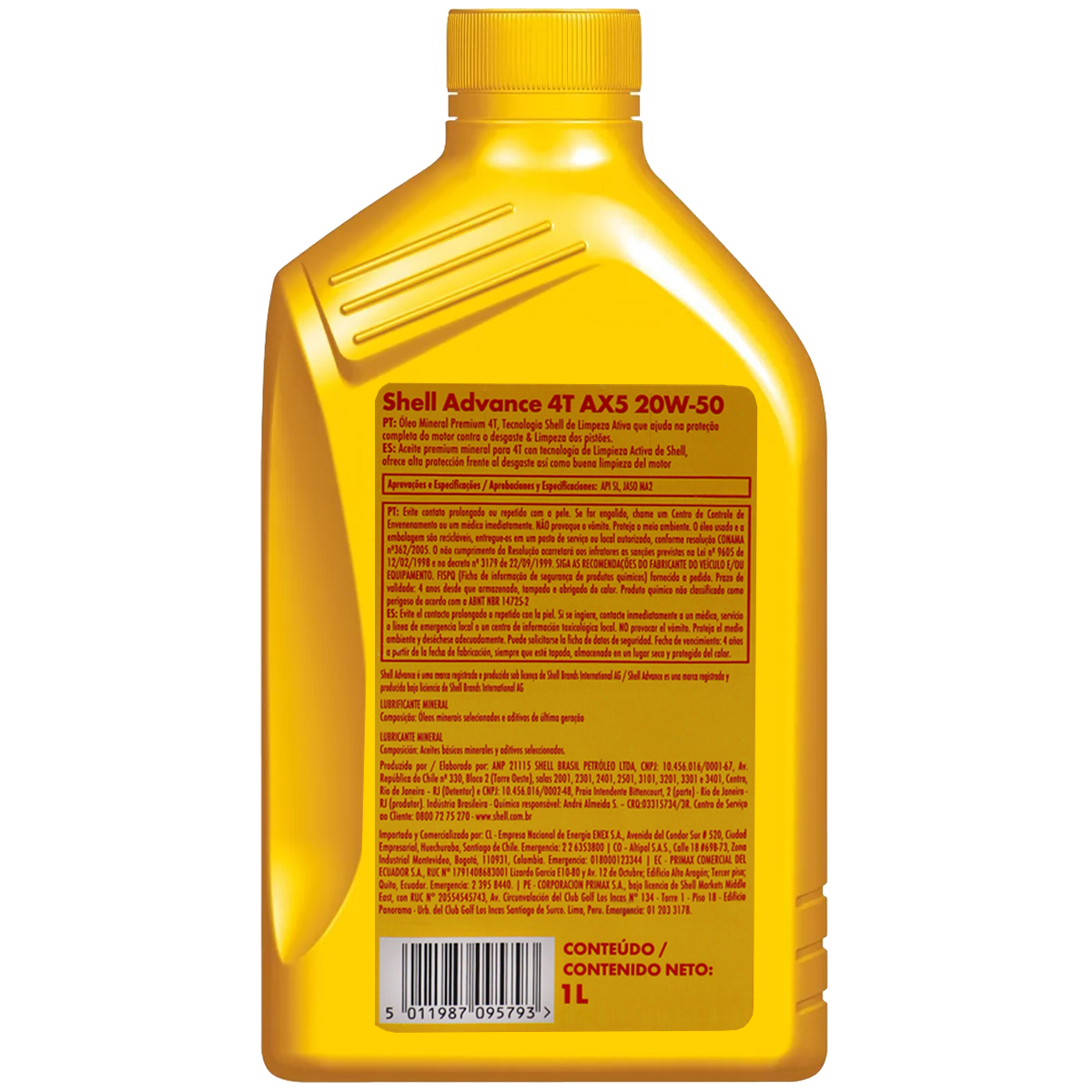Óleo De Motor Shell Advance AX5 20W50 Lubrificante Mineral Para