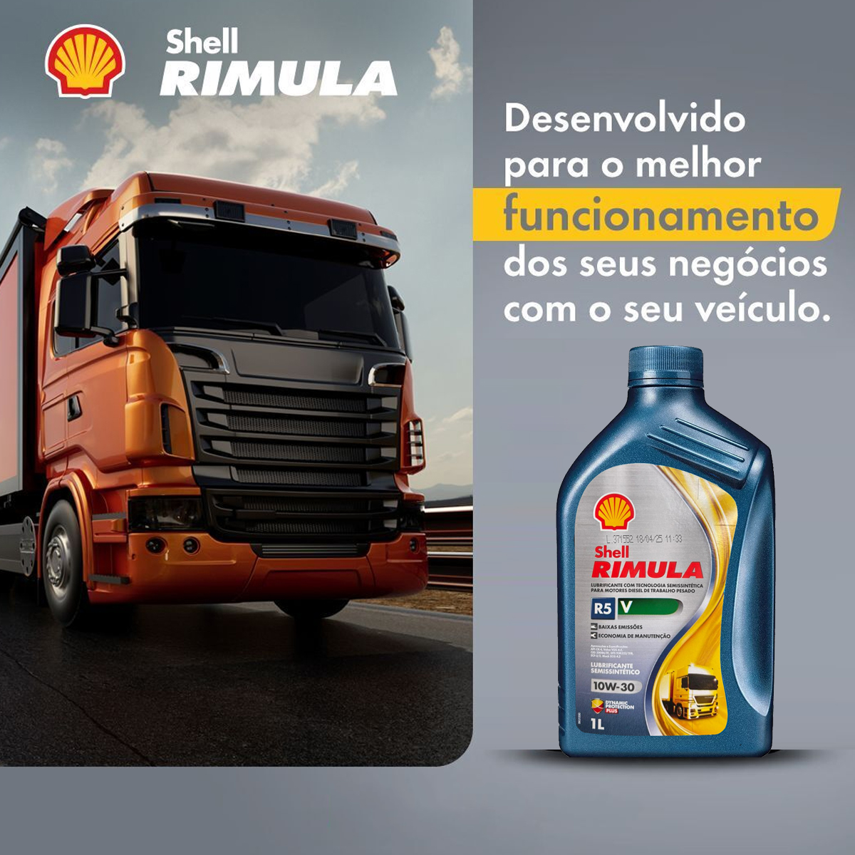 Óleo De Motor Lubrificante Shell Rimula R5 V 10W30 Semissintético
