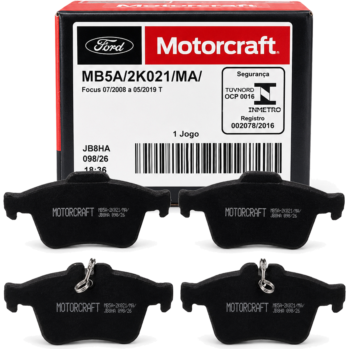 Jogo De Pastilha Freio Traseiro Ford Motorcraft Focus 1.6 2.0 2009