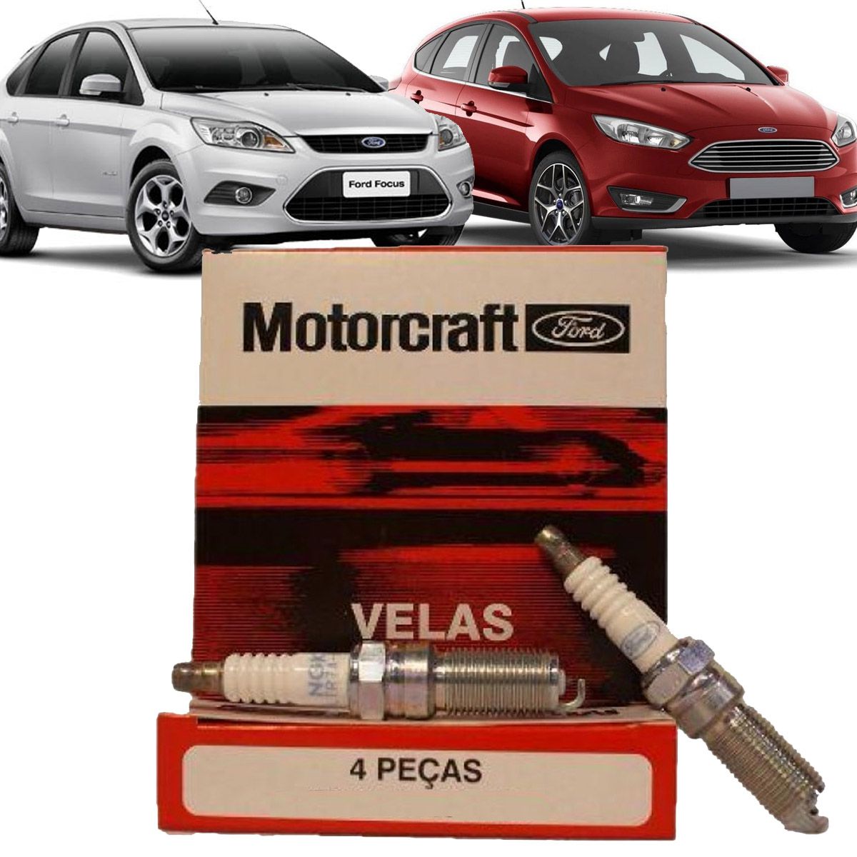 Jogo de velas Motorcraft 7S6G12405AA para Zetec Rocam e Sigma