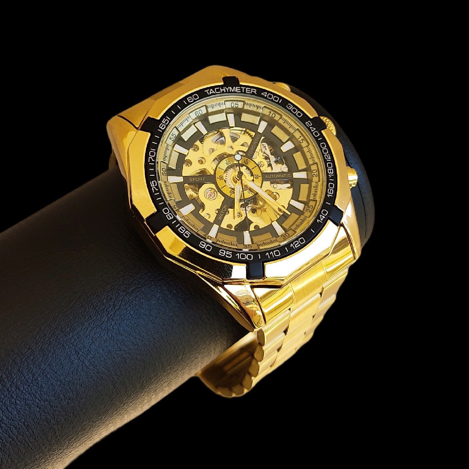 Relógio Winner Skeleton Automático Banhado a Ouro 18K - Le Griffes
